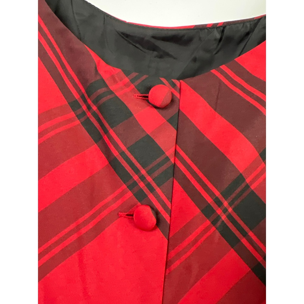 Polo Ralph Lauren Plaid Dress Girls 14 Red Black Tartan Holiday Fit Flare Bow - Picture 12 of 14